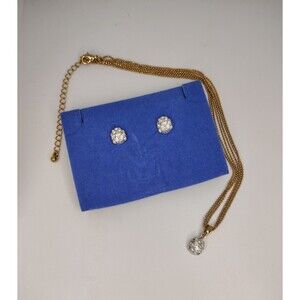 Vintage Avon Pave Teardrop Necklace & Earring Gift Set Gold Tone Crystal Accents